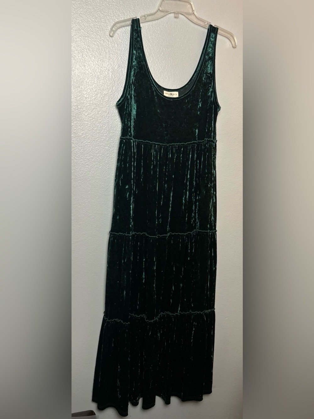 Natural Life Maxi Dress Women Large Crushed Velvet Tiered Whimsigoth Fairy